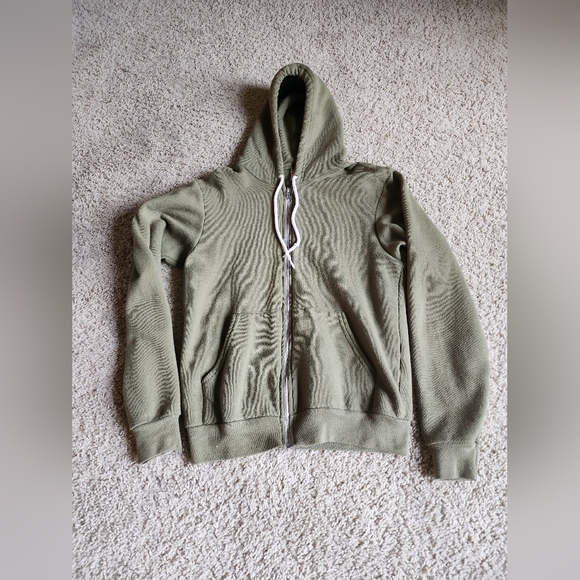 Women's F497 American Apparel Flex Fleece Zip Hoodie in Barrack Green Size Small - Picture 3 of 7